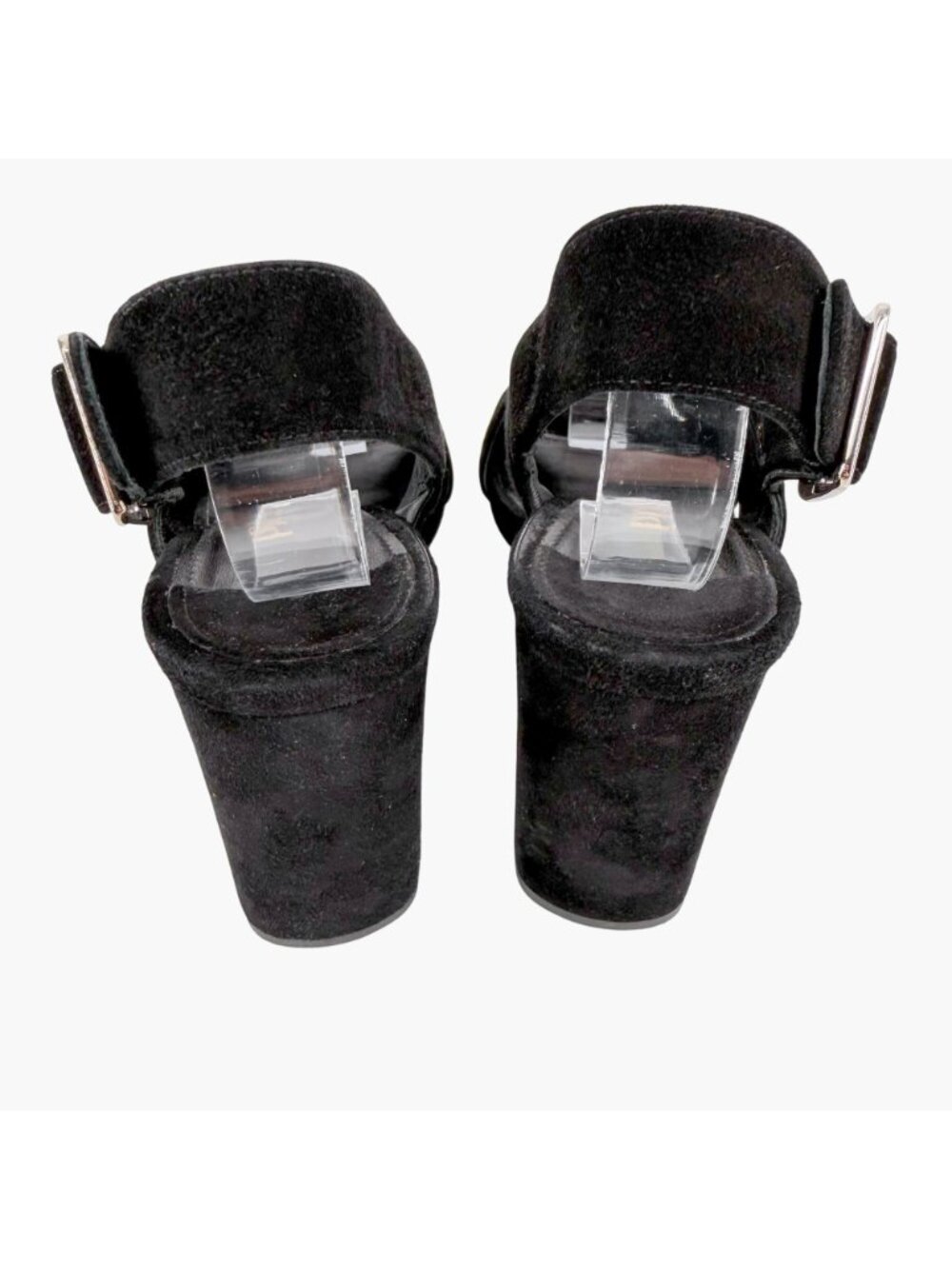 Prada Cross Strap Platform Sandals Black Suede Size 37.5 US 7.5 Women’s - Picture 6 of 15